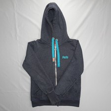 Superdry Orange Label Zip Hoodie Grey Blue Mens M Fleece Lined Hooded Sweatshirt