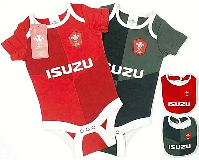 WALES WRU RUGBY BABIES BODY PRAM SUIT SHORT SLEEVE BABY RFU GROW VEST