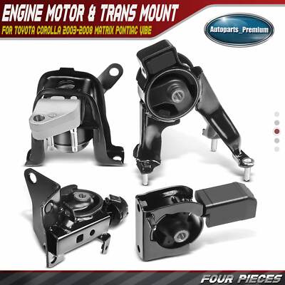 4x Engine Motor & Trans Mount Kit for Toyota Corolla Matrix Vibe 03-08 1.8L Auto