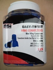 (125) NSI Industries WWC-B-B Easy-Twist Winged Wire Connector, 14-6 AWG, Blue