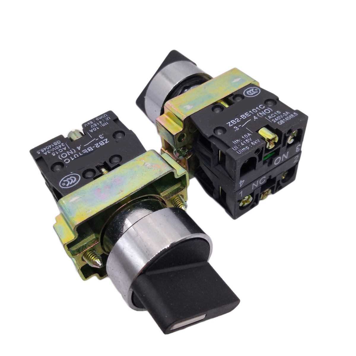 US Stock 2x XB2-BD25C ON-OFF 2-Position 1NO+1NC Latching Rotary