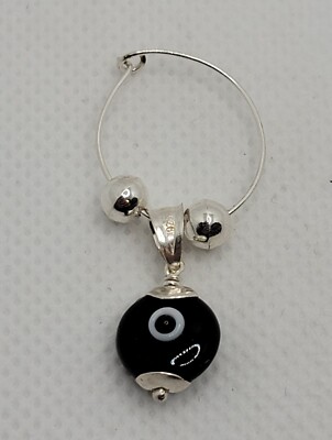Unisex Glass Black Evil Eye Charm Pendant