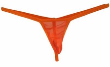 Men's Micro G String Thong Back Choice SHEER ORANGE made USA 1 day ship