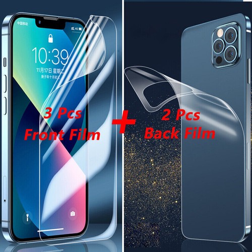 5 Pcs Hydrogel Screen Protector For iPhone 13 12 mini 11 Pro Max Silicone Clear - Picture 11 of 12