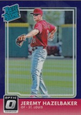 JEREMY HAZELBAKER DONRUSS OPTIC PURPLE REFRACTOR RC CARDINALS #61 2016 16 PANINI