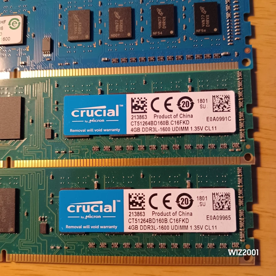 Lot Ramaxel & Crucial 16GB 4x4GB PC3-12800u DDR3 Mixed Ram - Image 3 of 4