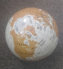 Small White Plastic Revolving Desktop World Globe Excellent Condition