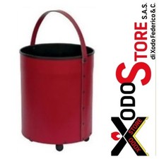 Carrello COMEX multiuso porta legna circolare con ruote in Ecopelle -IDEA REGALO