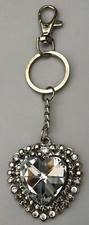 NEW DANGLING SILVERTONE METAL HEART KEY CHAIN CRYSTALS FREE SHIPPING