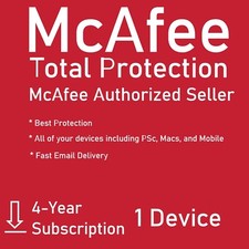 McAfee Total Protection 1 DEVICE / 4 YEAR Account Subscription 