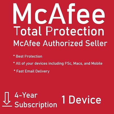 McAfee Total Protection 1 DEVICE / 4 YEAR (Account Subscription)