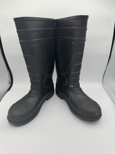 31251 Rubber Fishing Hunting Waterproof PVC Work Mud Sz 8 Men’s Black Steel Toe - Picture 2 of 8
