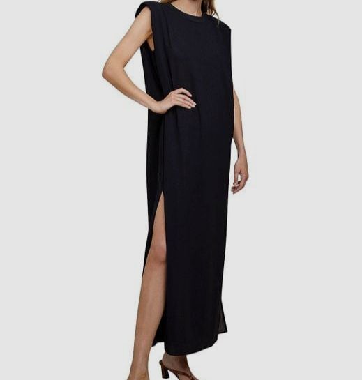 $415 Les Coyotes De Paris Womens Black Strong-Shoulder Sheath Dress Size 38/US M