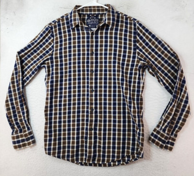 American Rag CIE Brown Plaid Long Sleeve Button Up Shirt Mens Small