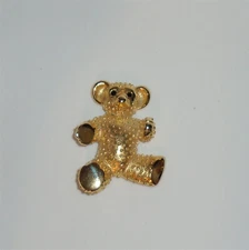 Butler Wilson Large Teddy Bear Brooch Pin Statement Jewelry Gold Plate B&W