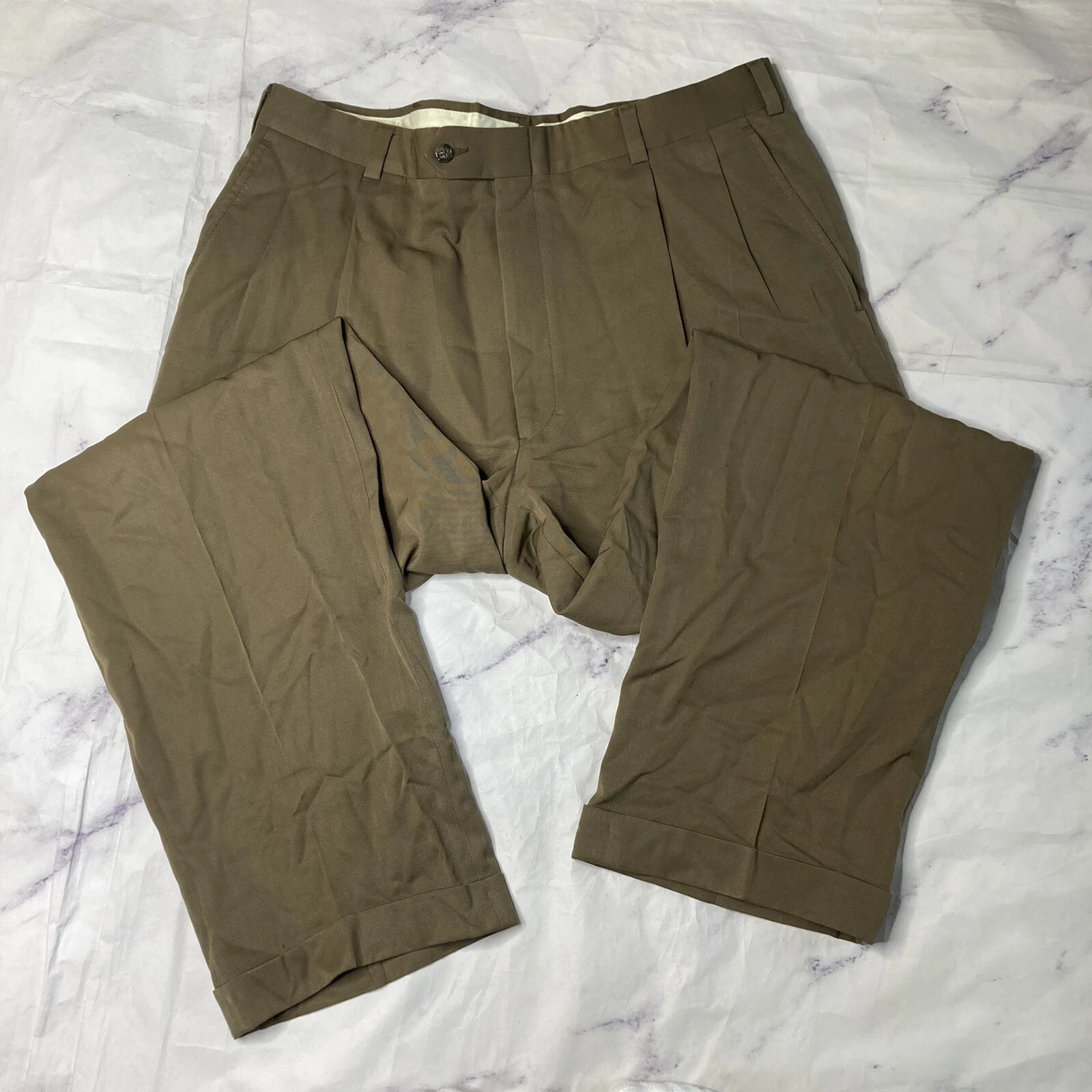 Pantalone elegante uomo Burberry marrone plissettato taglia 38 polsini gamba dritta M48