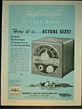 1947 TYPE PAR 3A AIRPLANE UNIT vintage BENDIX RADIO Trade print ad