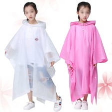 2 Pcs Rain Poncho Hooded Camping Simple Design Raincoat Thicken Child