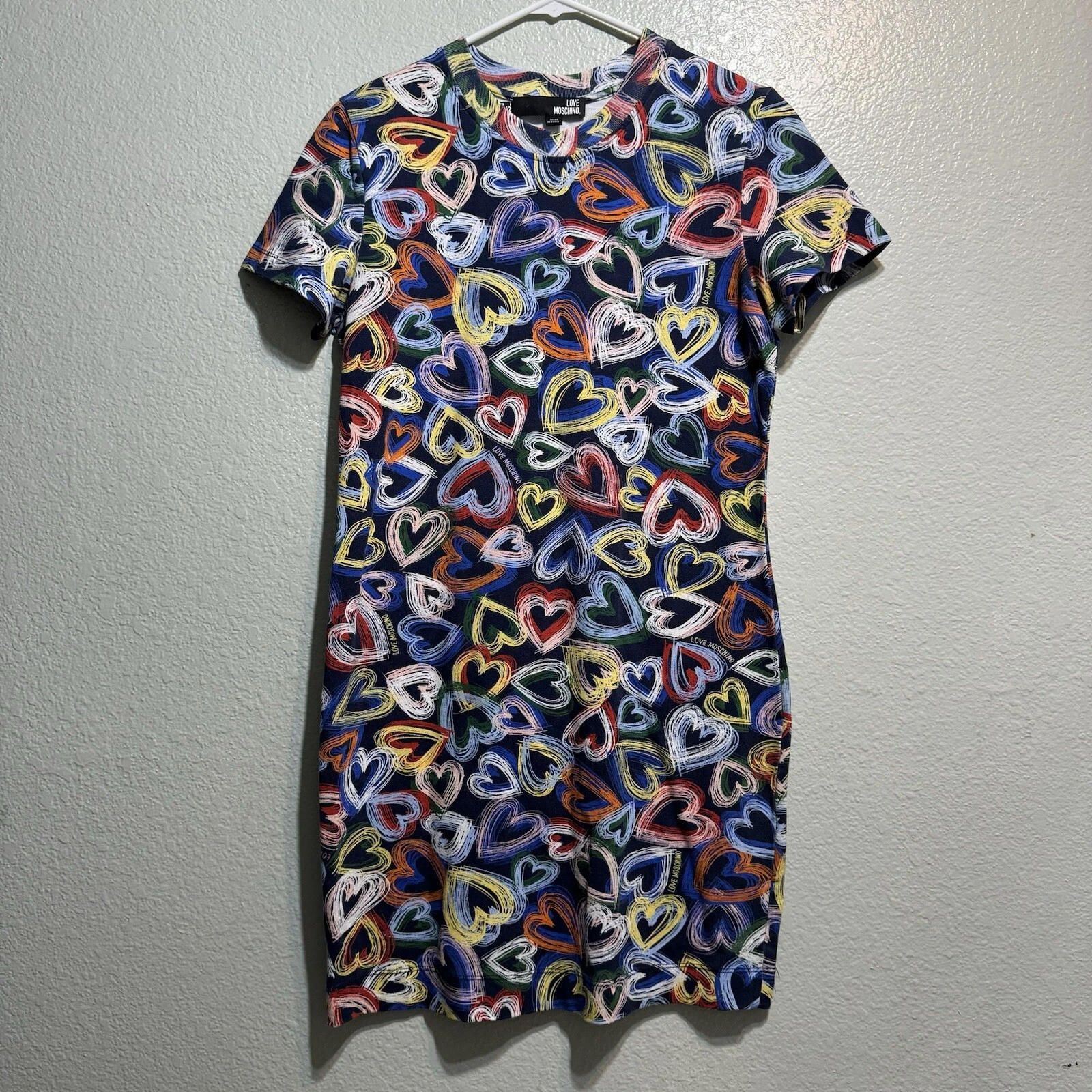 Abito a maglietta Love Moschino Neon Hearts cotone taglia 6