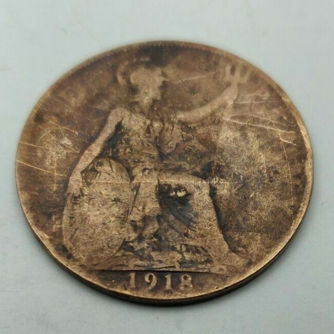 Antique 1918 GEORGIVS V DEI GRA. BRITT. OMN: REX. FID. DEF. IND