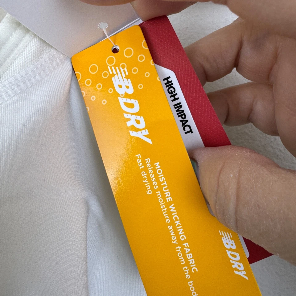 NEW BALANCE White Sports Bra Racerback Mesh Lined NEW WITH TAG / Size 36C - Image 4 of 4