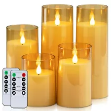 Homemory Gold Flameless Candles Set with Remote and Timer for Home Decor