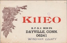 vintage amateur ham radio QSL postcard K1IEO 1981 Dayville Connecticut