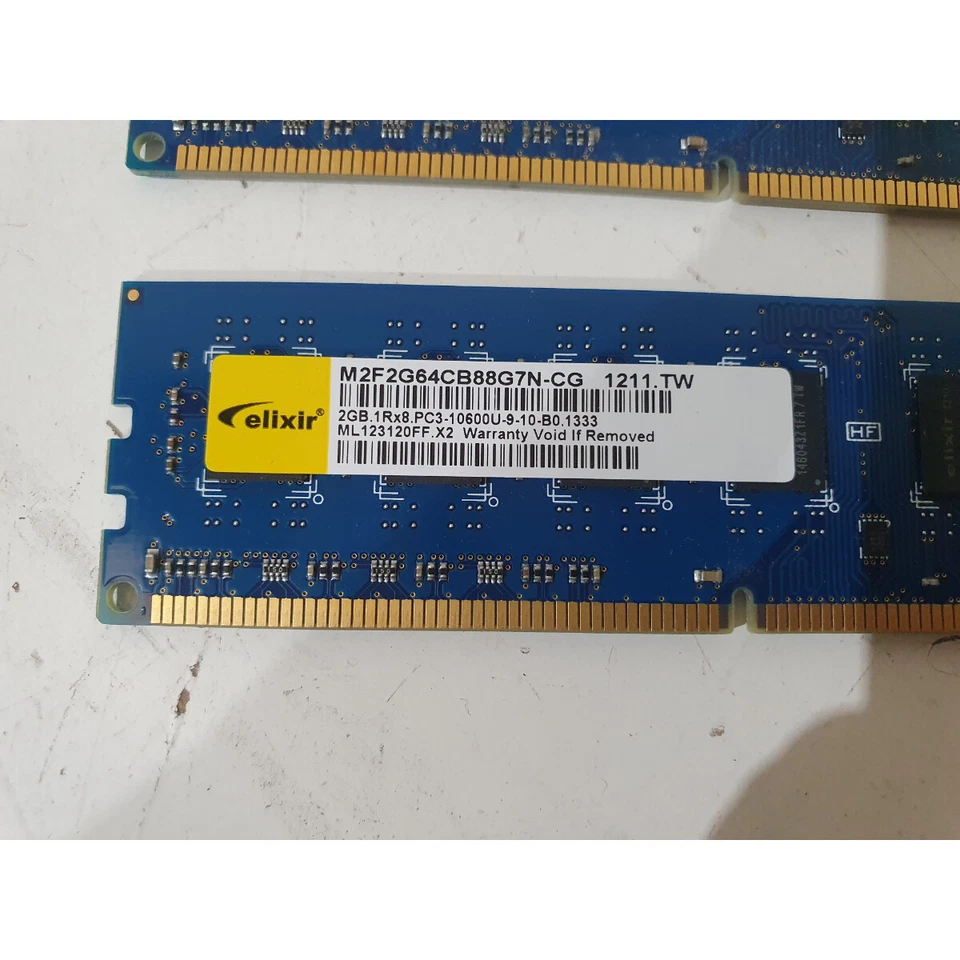 Lot of 2 Elixir M2F2G64CB88G7N-CG DDR3 RAM 4GB (2x2GB) Memory 240-Pin for PC - Image 3 of 4