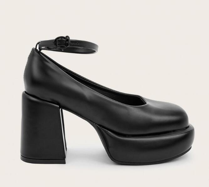Womens New Fashion Sexy Square Toe Ankle Strap Mary Jane Shoes Block High Heels