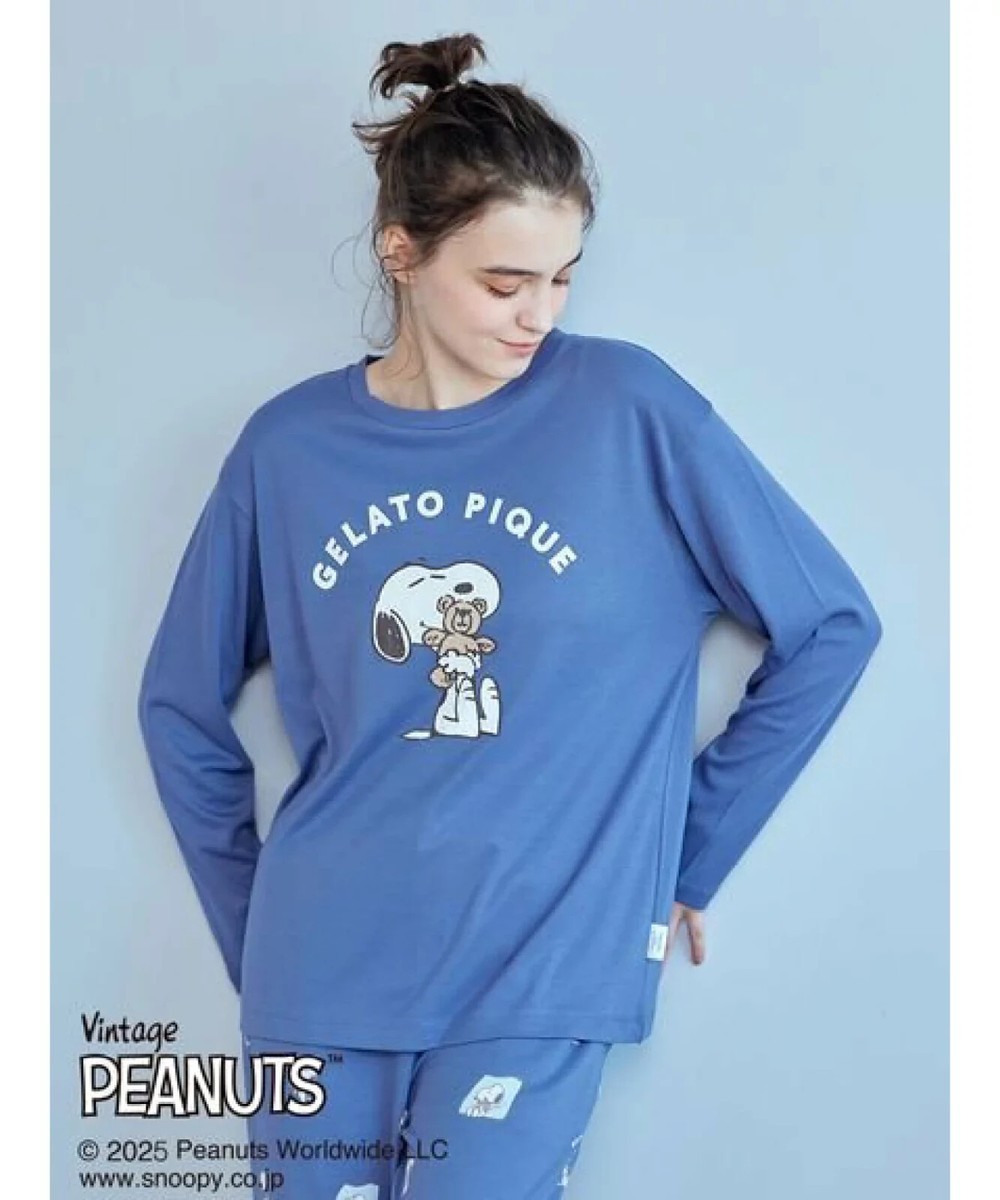 gelato pique SNOOPY×BEAR ブランケット ネイビー gelato pique × PEANUTS SNOOPY×BEAR Jacquard One-piece dress