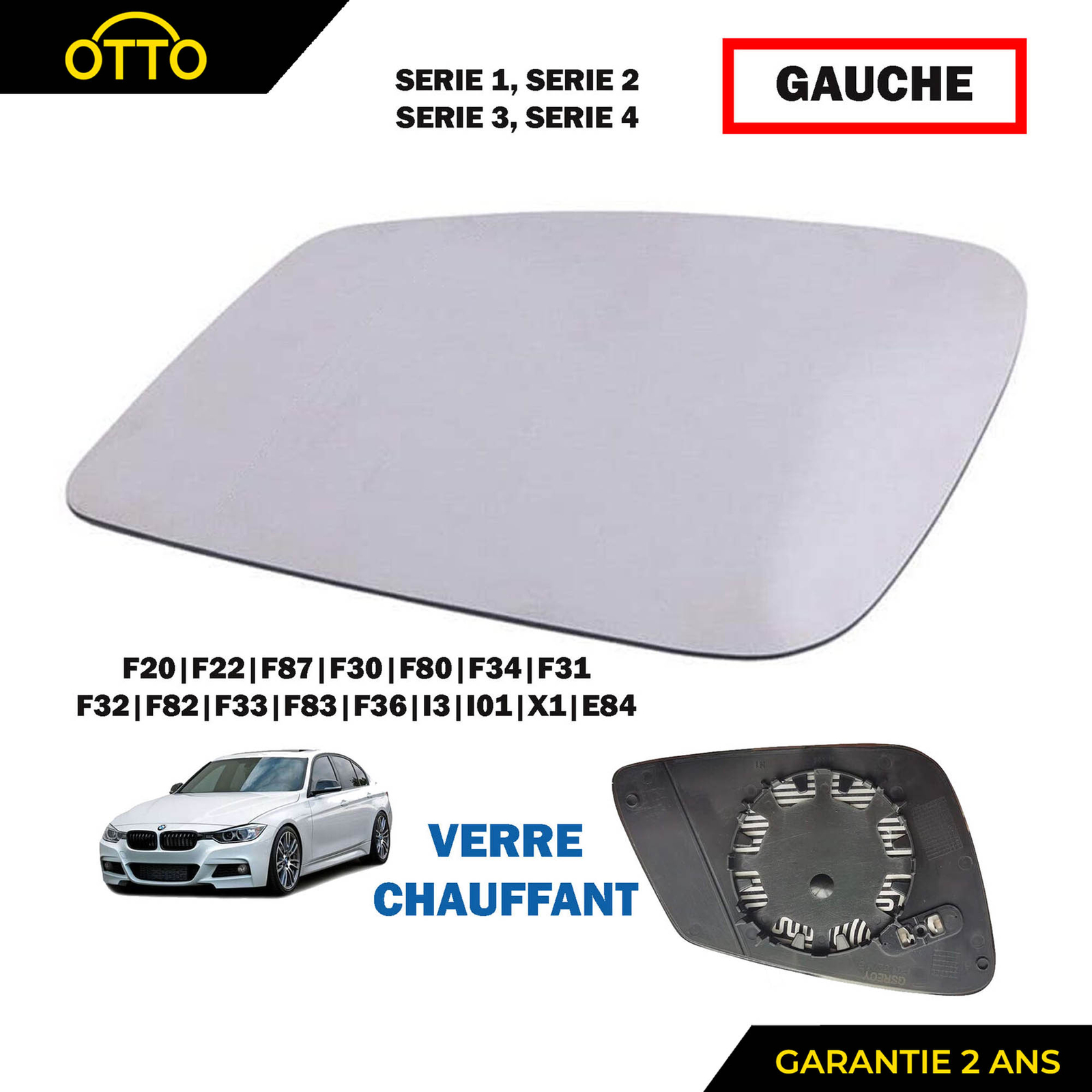 Glace rétro chauffant haut de gamme 51167242701 - Miroir asphérique gauche pour BMW X1 i3