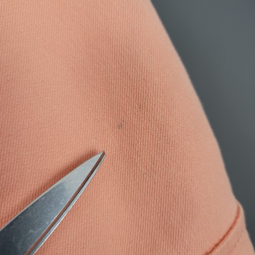 ST. JOHN by Marie Gray Top Size M Peach Orange Short Sleeve Snap Button Collar - Picture 10 of 11
