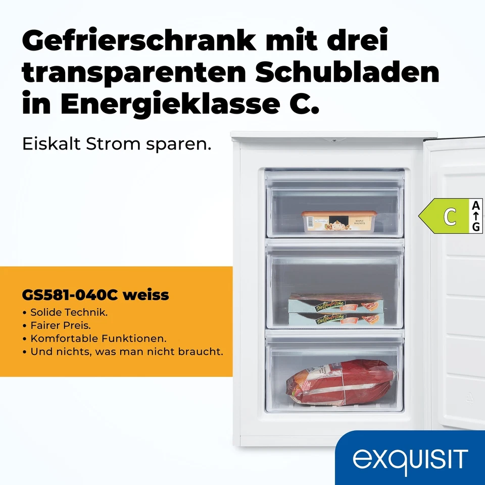 Exquisit Gefrierschrank, 4-Sterne-Gefrieren, EEK C, 87 Liter, GS581-040C weiss - Bild 2 von 4