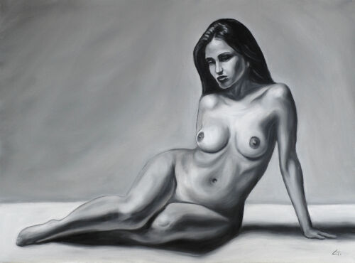 ORIGINAL handmade signed oil painting.  Nude Figure of a woman. - Picture 1 of 4