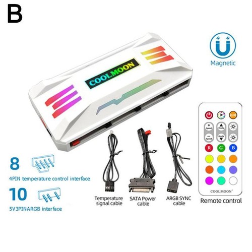RGB Controller 4Pin PWM 5V 3Pin ARGB Fan Cooler PC Remote Control NEW- - Afbeelding 20 van 20