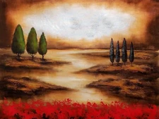 Landscape Abstract - #1,  36x48,100% Hand Painted Oil Painting on Canvas