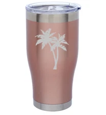 Rose Gold Double Wall Insulated Stainless Steel Tumbler Travel Mug Palm Trees