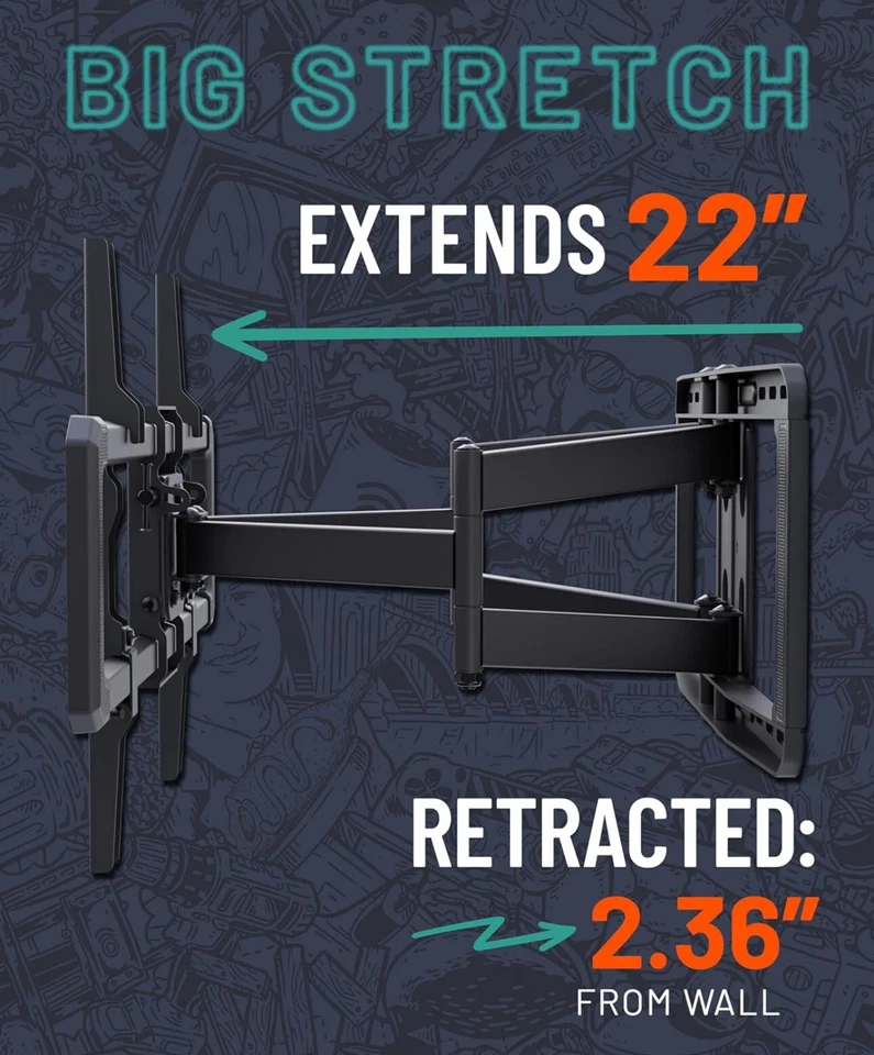 Настенное крепление ECHOGEAR MaxMotion для больших телевизоров поворотное с полным движением от 42 до 90 дюймов - Изображение 4 из 4