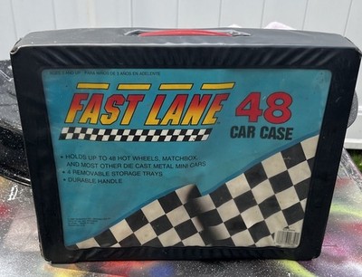 Toys R Us Fast Lane 1990 48 Car Case 1:64 Scale Black Plastic w/ Removable Trays