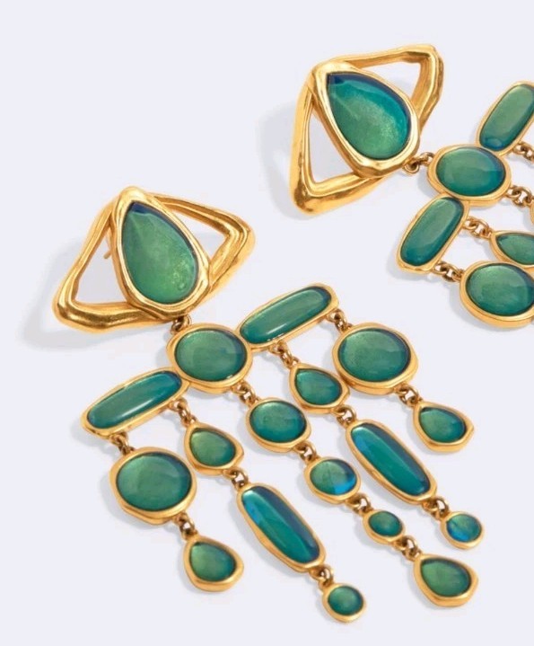 Schiaparelli Green Cabochon Eye Earrings