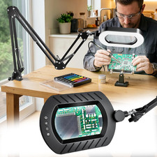 Magnifying Lamp with Light 12X, 3-Section Arm LED Desk Clamp Lamp
