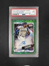 Topps 2024 Cosmic Chrome Jackson Chourio RC Auto Green Space Dust /75 PSA 9