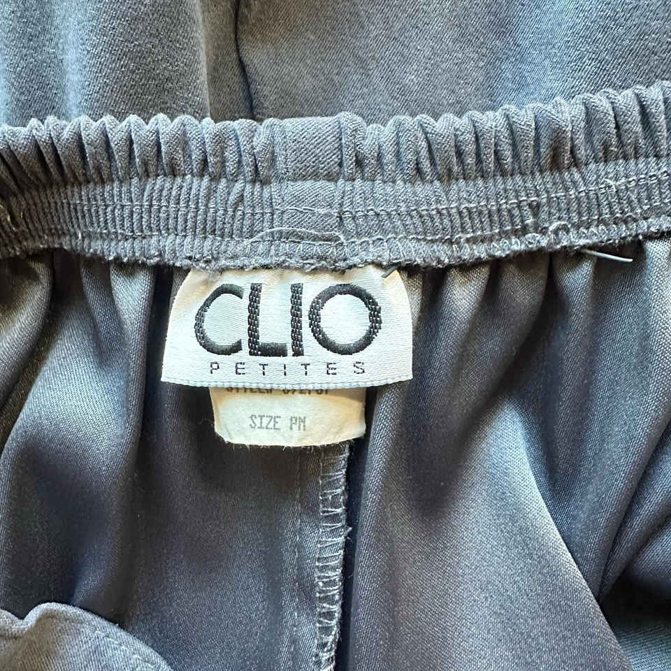 De Colección Clio Petites Mujeres Gris Terciopelo Lápiz Falda Midi PM Hecha EE. UU. Años 90 Minimalista Foto 3 de 4