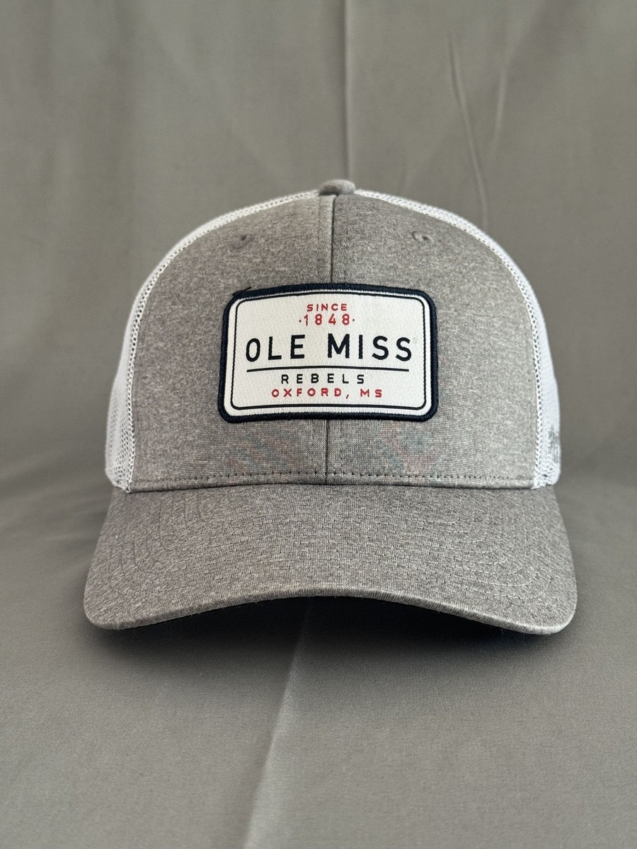 '47 Brand Ole Miss Rebels Trucker Snapback Hat Gray White Patch Logo Cap NCAA