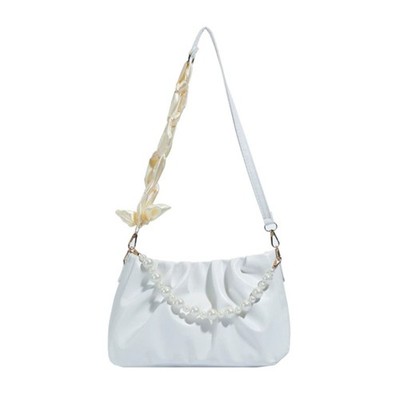 Modern Ruffled Underarm Purse Multi Pocket Organizer Ergonomic Shoulder Support
