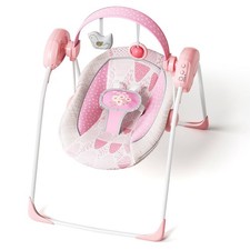 Portable Baby Swing, Pink Electric Infant Swing with 5 Speed Levels, 6 Songs ...
