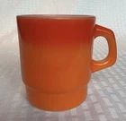 Vintage Fire King Anchor Hocking Orange Red Ombré Milk Glass Mug Cup D Handle