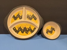 2021 Peanuts Charlie Brown Childs Divided Plate And Bowl EUC