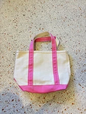 LL Bean Small Boat And Tote Pink Canvas Bag Rare Mini Hot Pink EUC