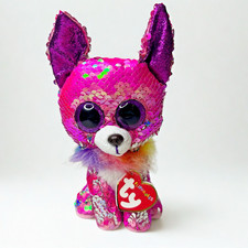 Ty Flippables Charmed the Chihuahua Plush Sequins 6" Sparkly Pink 2019 New